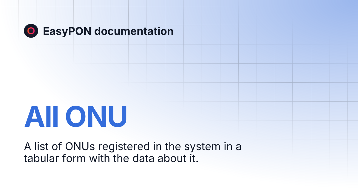 All ONU | EasyPON documentation